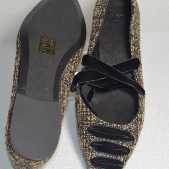 🆕🏷️ Camel/Black New Tweed St. Clair Wrap Ballet Flats Made in Spain - Picture 5 of 12